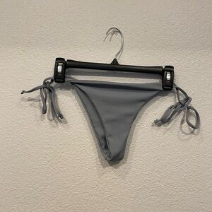Gray Side Tie Cheeky Bikini Bottoms